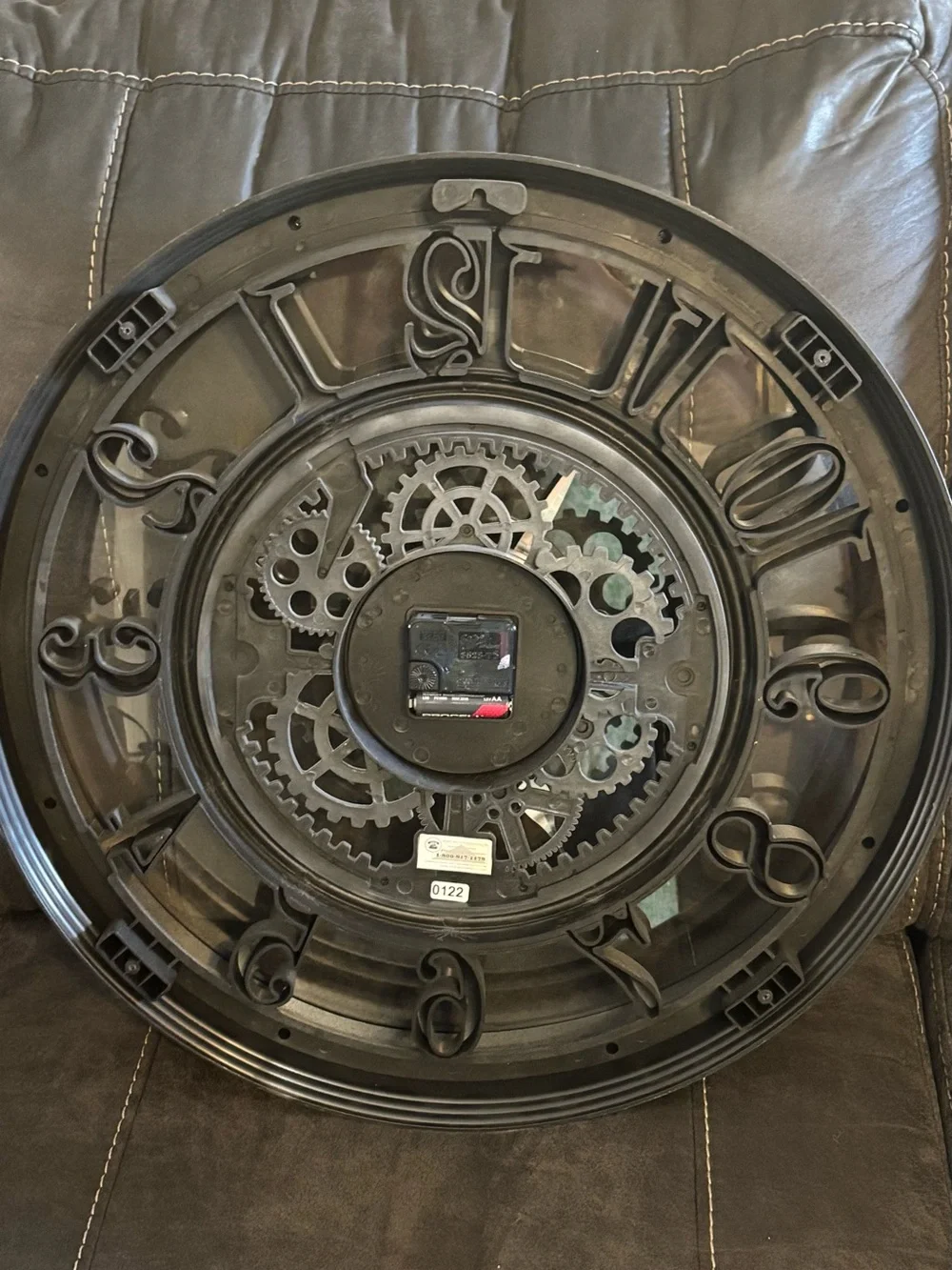 Industrial Gear Wall Clock in Black and Silver - Home Wall Decor